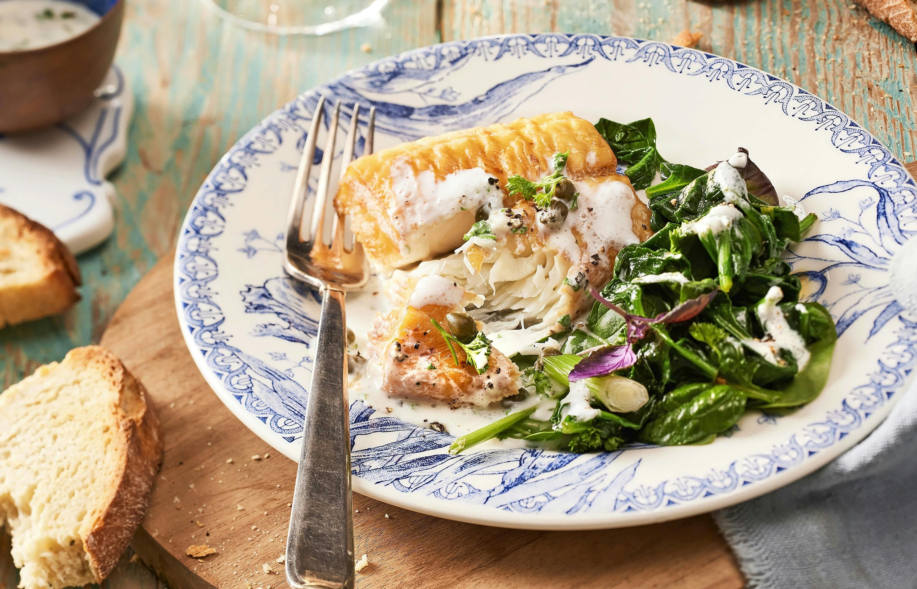 Poached smoked haddock with fresh spring greens A healthy alternative